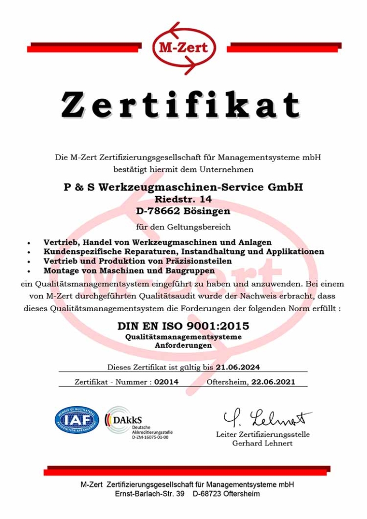 M-Zert DIN EN ISO 9001:2015 Qualitätsmanagementsysteme Anforderungen